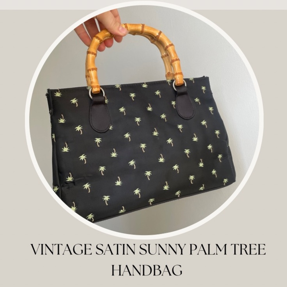 VINTAGE SATIN SUNNY PALM TREE HANDBAG